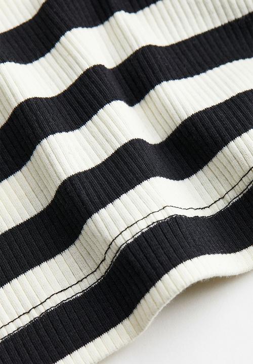 H&M - Ribbed dress - black/white striped