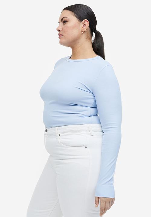 H&M - Ribbed modal-blend top - light blue