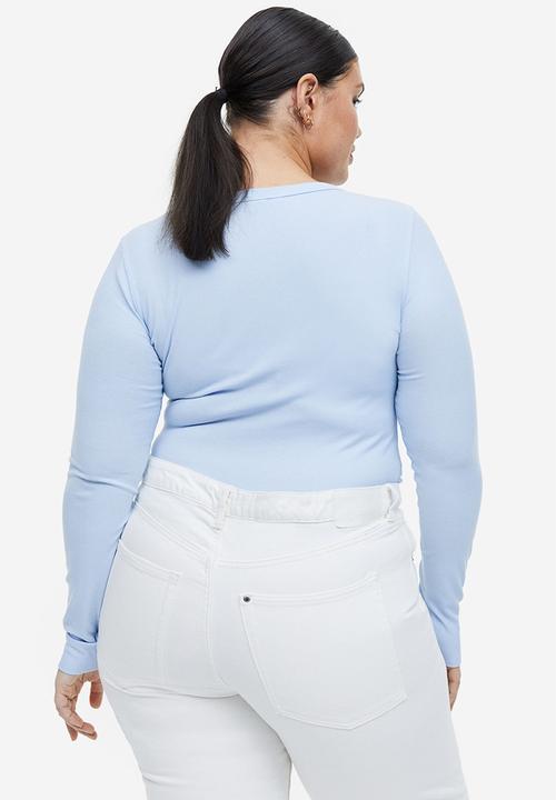 H&M - Ribbed modal-blend top - light blue