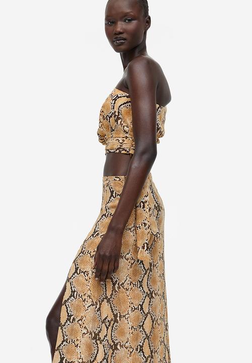 H&M - Crêpe skirt - beige snakeskin-patterned