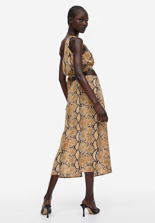 H&M - Crêpe skirt - beige snakeskin-patterned