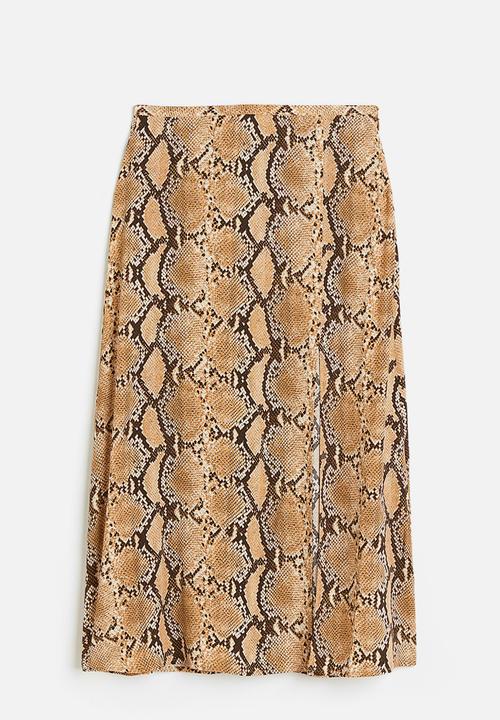H&M - Crêpe skirt - beige snakeskin-patterned