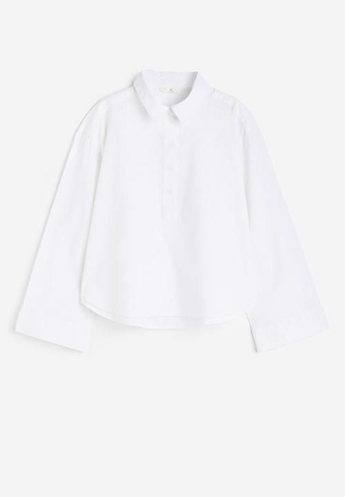 H&M - Linen-blend pop-over shirt - white