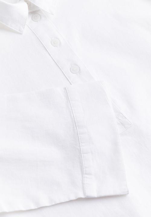 H&M - Linen-blend pop-over shirt - white