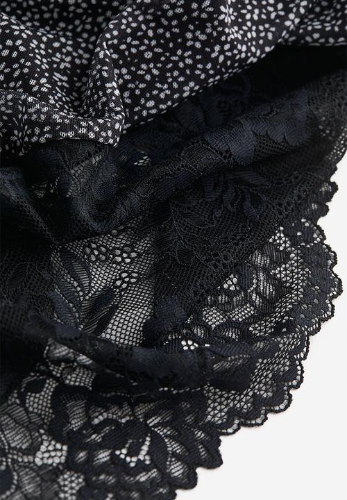H&M - Lace-trimmed mesh dress - black floral