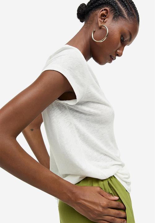 H&M - Linen-blend t-shirt - white