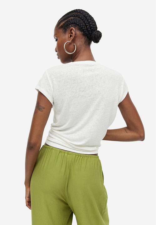 H&M - Linen-blend t-shirt - white