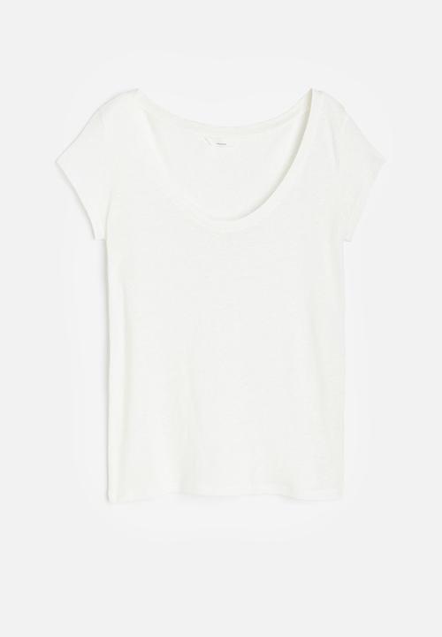 H&M - Linen-blend t-shirt - white