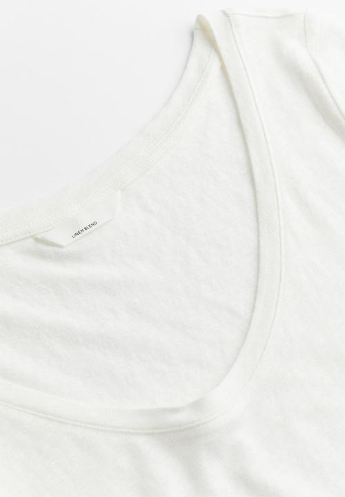 H&M - Linen-blend t-shirt - white