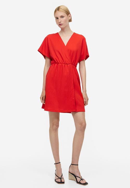 H&M - Crinkled wrap dress - red