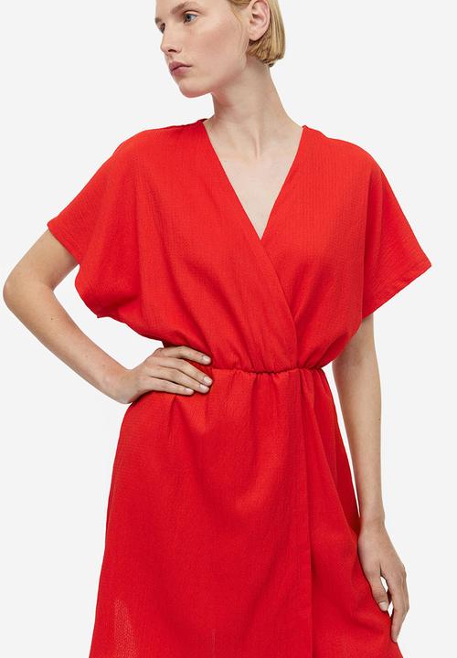 H&M - Crinkled wrap dress - red