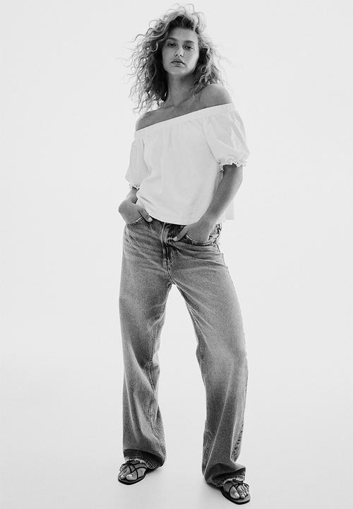 H&M - Off-the-shoulder cotton top - white