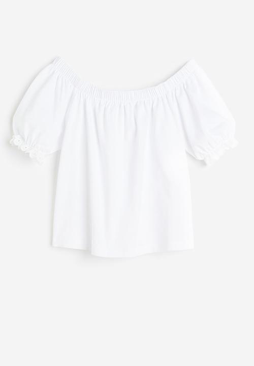 H&M - Off-the-shoulder cotton top - white