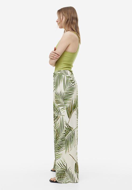 H&M - Pull-on jersey trousers - light beige leaves