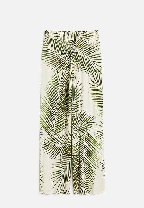 H&M - Pull-on jersey trousers - light beige leaves