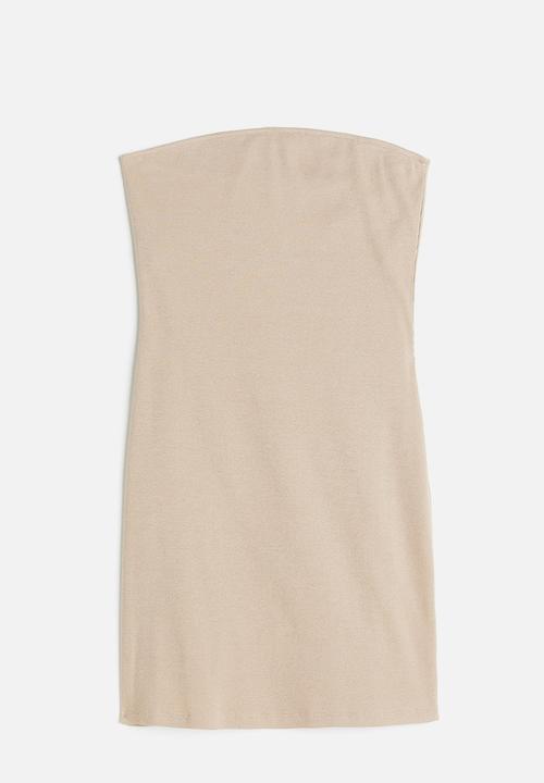 H&M - Ribbed bandeau dress - beige