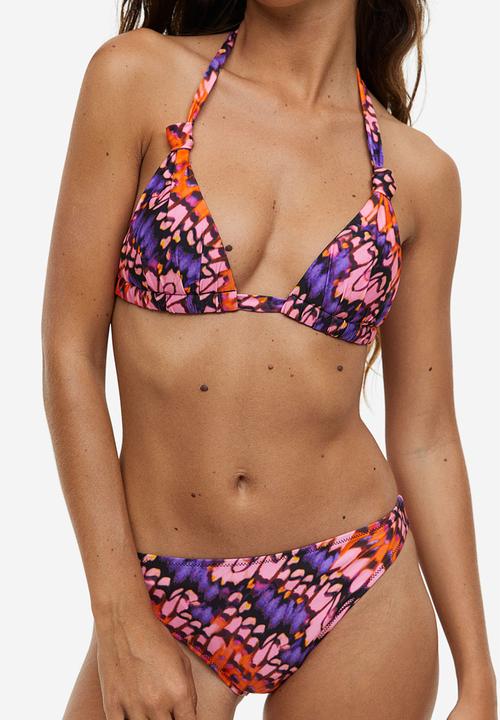 H&M - Push-up triangle bikini top - black patterned