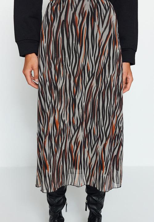 Trendyol - Printed midi skirt - brown