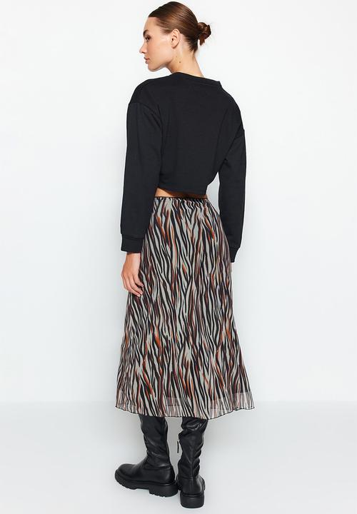 Trendyol - Printed midi skirt - brown