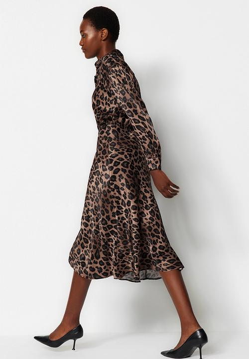 Trendyol - Premium animal print midi skirt - brown