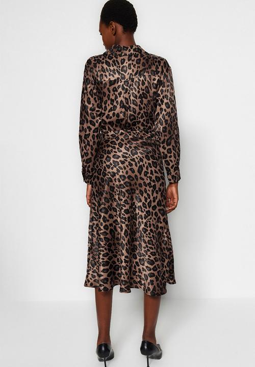Trendyol - Premium animal print midi skirt - brown