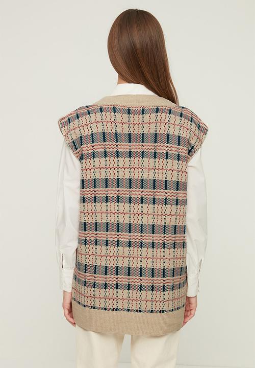 Trendyol - Modest v-neck knitwear sweater - stone