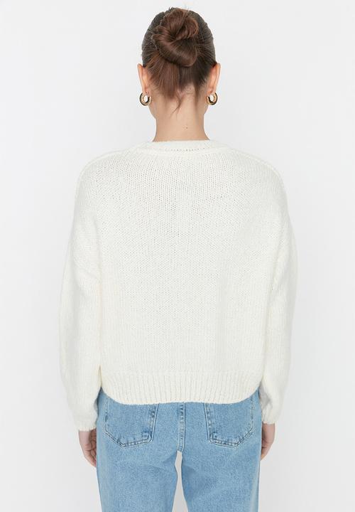 Trendyol - Soft textured basic sweater - ecru