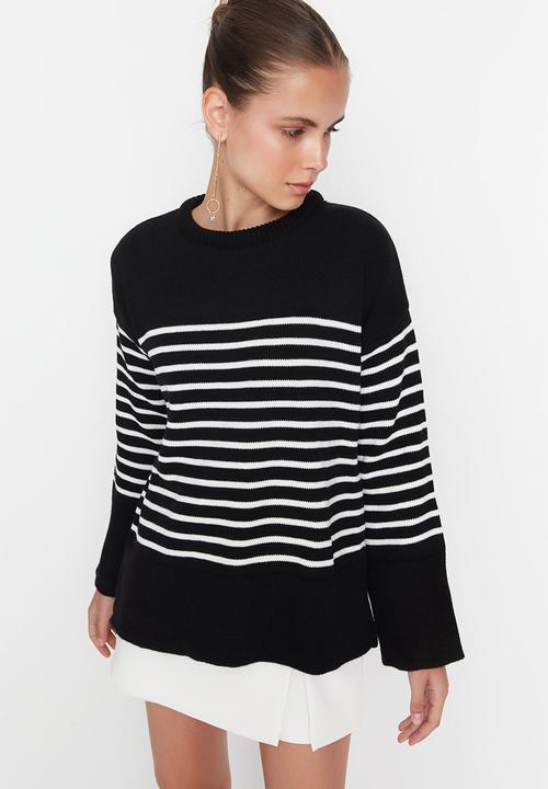 Trendyol - Striped knitwear sweater - black