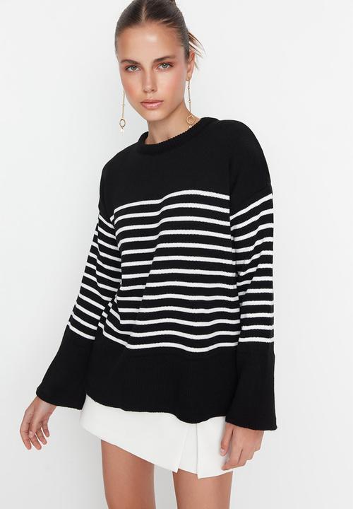 Trendyol - Striped knitwear sweater - black