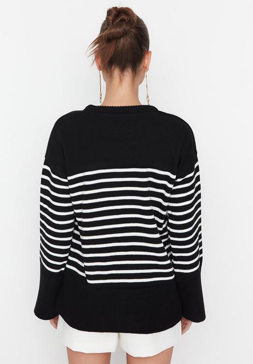 Trendyol - Striped knitwear sweater - black