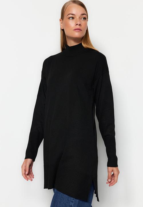Trendyol - Stand-up collar sweater - black