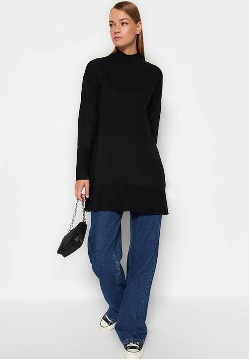 Trendyol - Stand-up collar sweater - black