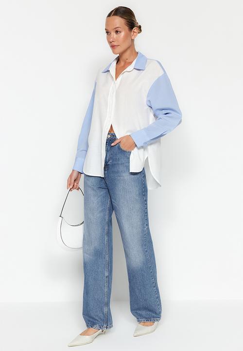 Trendyol - Colourbloack shirt - blue/ecru
