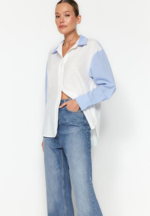 Trendyol - Colourbloack shirt - blue/ecru
