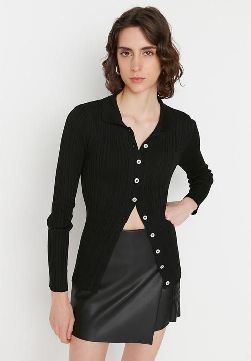Trendyol - Ribbed longer length cardi - black