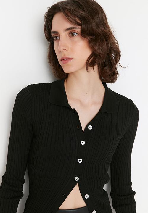 Trendyol - Ribbed longer length cardi - black