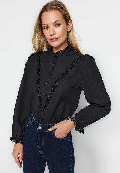 Trendyol - Boho lace shirt - black