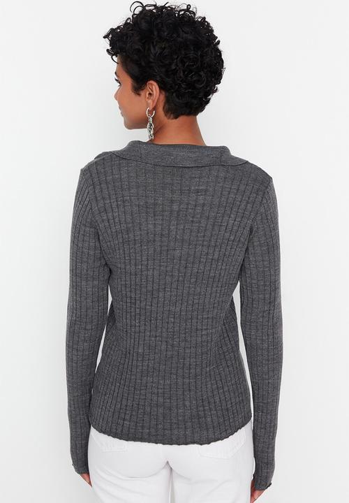 Trendyol - Polo collar sweater - anthracite