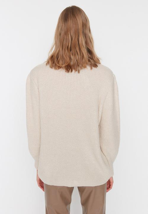 Trendyol - Soft textured oversized basic sweater - stone