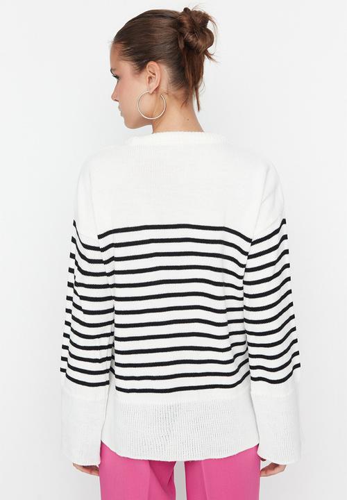 Trendyol - Striped sweater - ecru