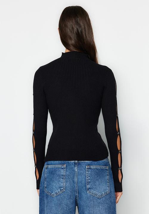 Trendyol - Premium thread sweater - black