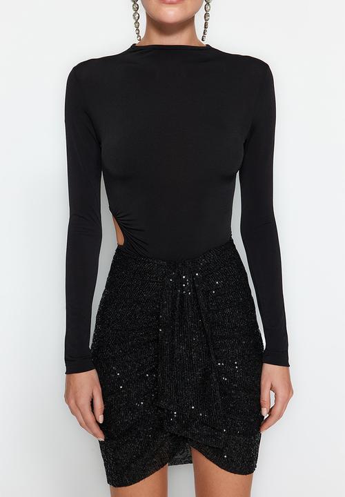 Trendyol - Cutout detail bodysuit - black
