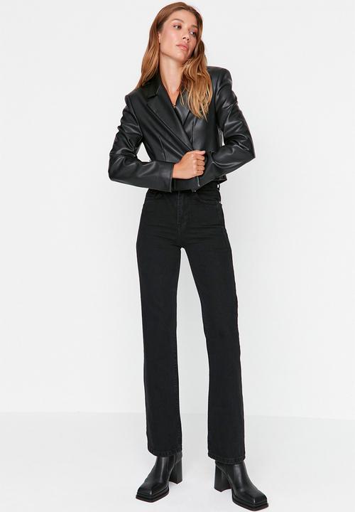 Trendyol - High waist straight jeans - black