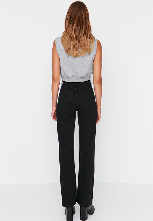 Trendyol - High waist straight jeans - black