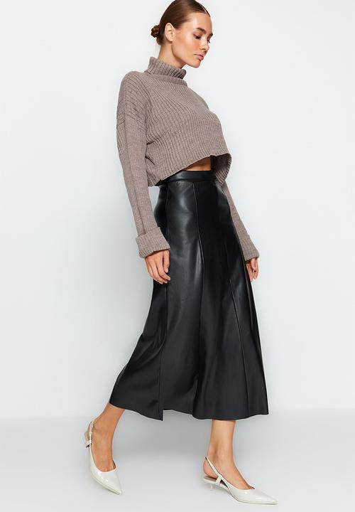 Trendyol - Faux leather maxi skirt - black