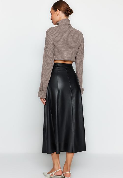 Trendyol - Faux leather maxi skirt - black