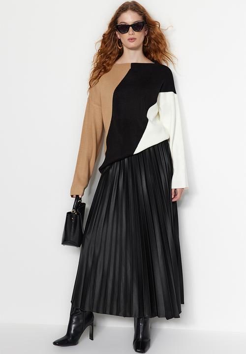 Trendyol - Pleated woven skirt - black