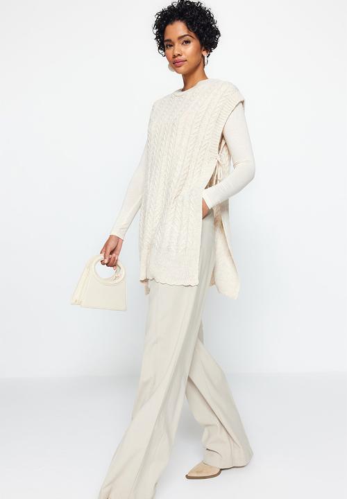 Trendyol - Modest lace-up detail sweater - beige