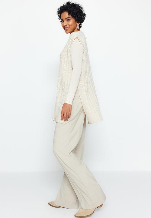 Trendyol - Modest lace-up detail sweater - beige