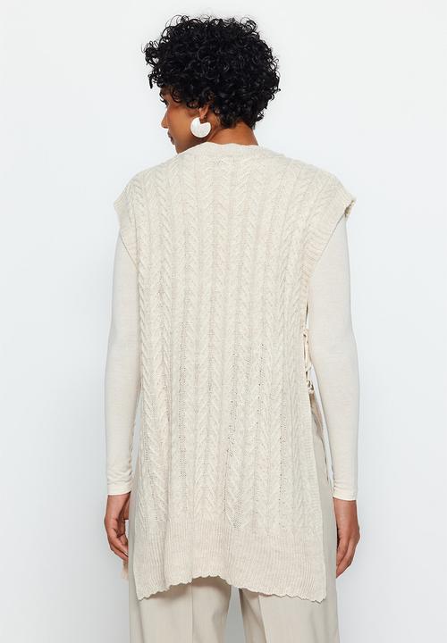 Trendyol - Modest lace-up detail sweater - beige